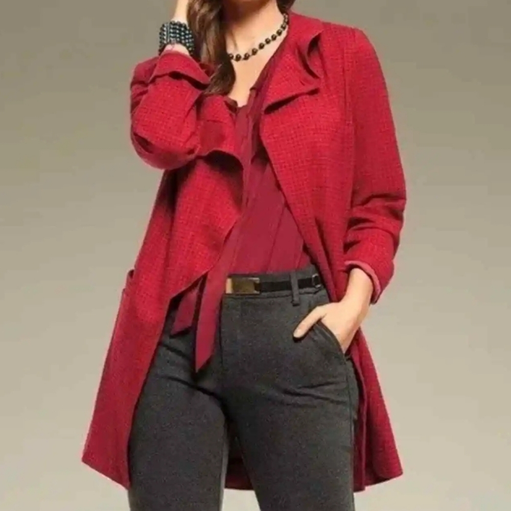 CAbi Red Textured Pea Coat